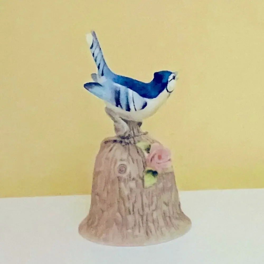 Vtg Towle Bone China Bluebird Bird Dinner Bell Hand Painted Porcelain